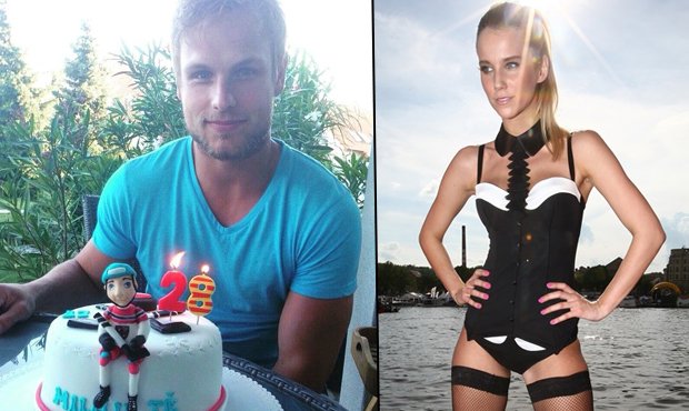Hokejista Vladimír Sobotka dostal od své lásky Nicole Novotné dort se vzkazem - miluji tě.