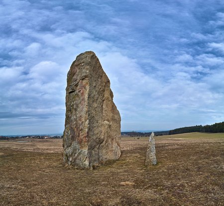 Jeden z menhirů u Holašovic na jihu Čech.