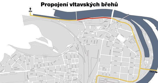 Mapa ukazuje červený prostor, který se nyní zpřístupnil Pražanům.