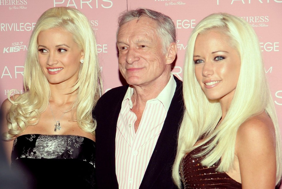 Holly Madison, Hugh Hefner a Kendra Wilkinson.