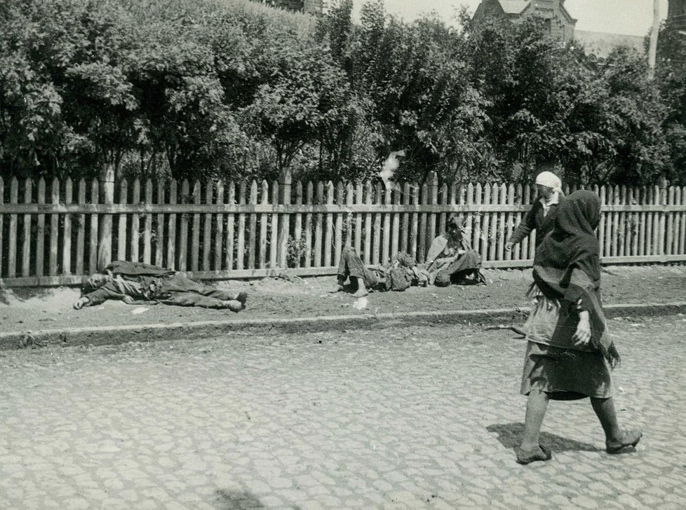 Holodomor: Vyhladovělí vesničané v Charkově (1933).