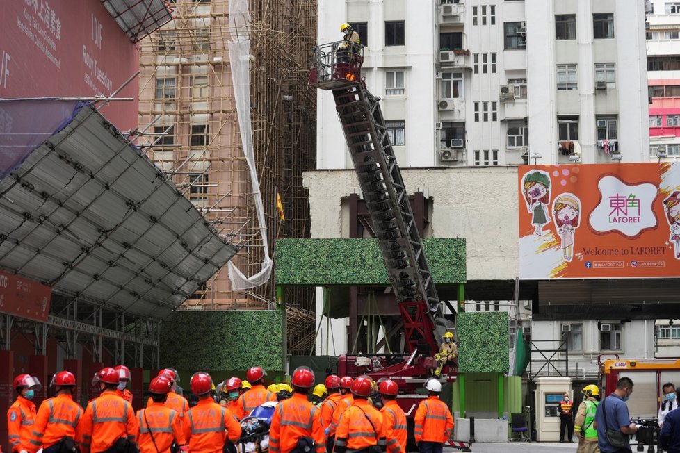 Požár obchodního centra v Hongkongu.