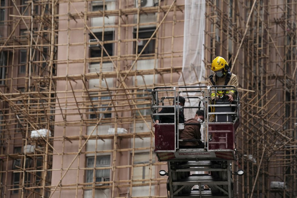 Požár obchodního centra v Hongkongu.