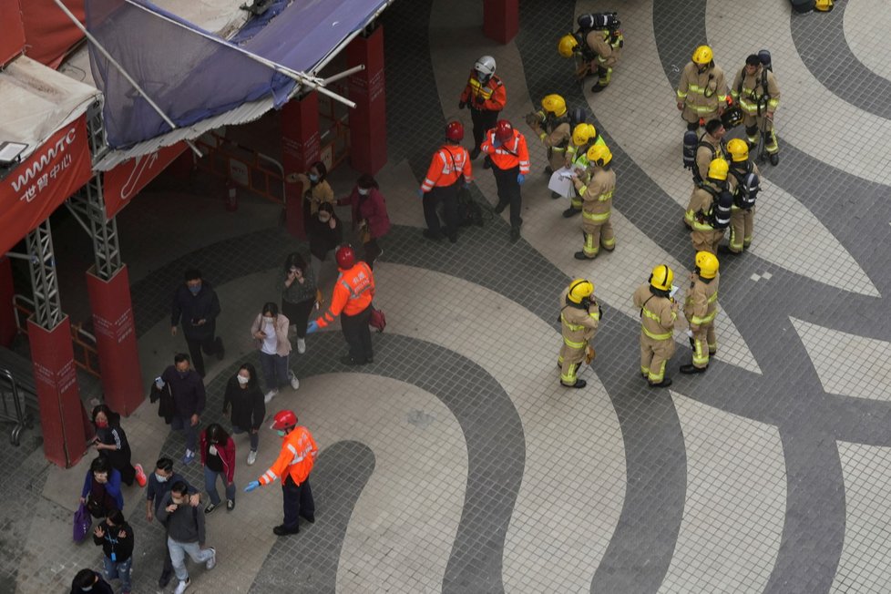 Požár obchodního centra v Hongkongu.