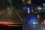 Honička přes celou Prahu: Policisté naháněli řidiče, který neměl v noci zapnutá světla a ještě se během jízdy pokusil vyskočit z vozu.