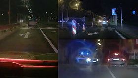 Honička přes celou Prahu: Policisté naháněli řidiče, který neměl v noci zapnutá světla a ještě se během jízdy pokusil vyskočit z vozu.