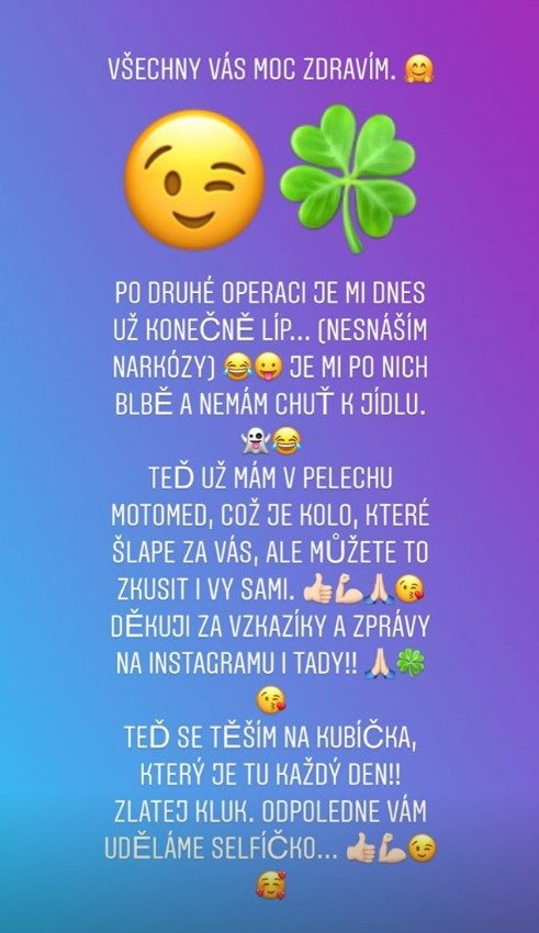 Příspěvěk Honzy Musila na instagramu, ve kterém se pochlubil, že začal se cvičením.