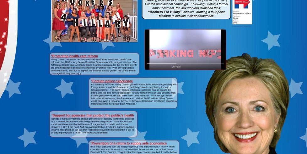 Takto vypadá stránka Hookers for Hillary.