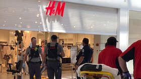 Policie na místě střelby v nákupním centru Hoover v Alabamě, při které zemřel 8letý chlapec