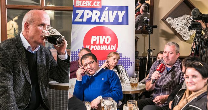 Pivo v podhradí. Prezidentský kandidát Michal Horáček odpovídal v rámci předvolebního projektu Blesk.cz u piva voličům na všetečné otázky.