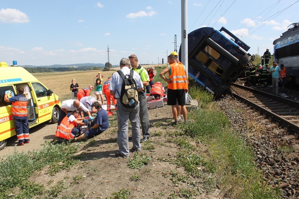 Srážka vlaků v Horažďovicích v srpnu 2015.