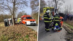 Na Českokrumlovsku havaroval popelářský vůz, dva muži se vážně zranili.