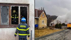 Rodinný dům v Horních Životicích začal hořet od svíčky. Majitelka se nadýchala kouře (5. 3. 2022).
