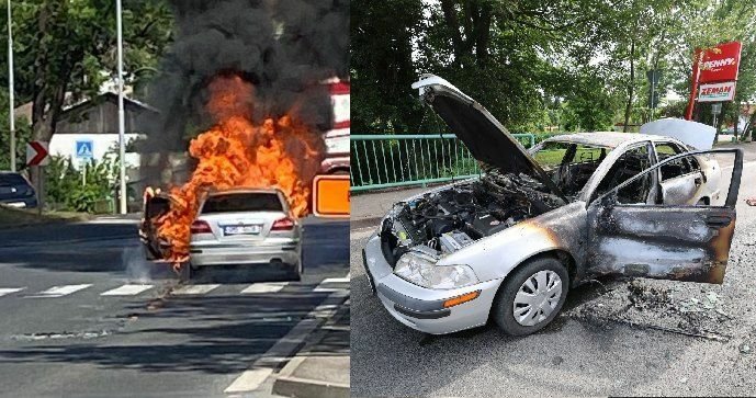 Na silnici v Hořovicích vzplálo auto, řidič utrpěl popáleniny.