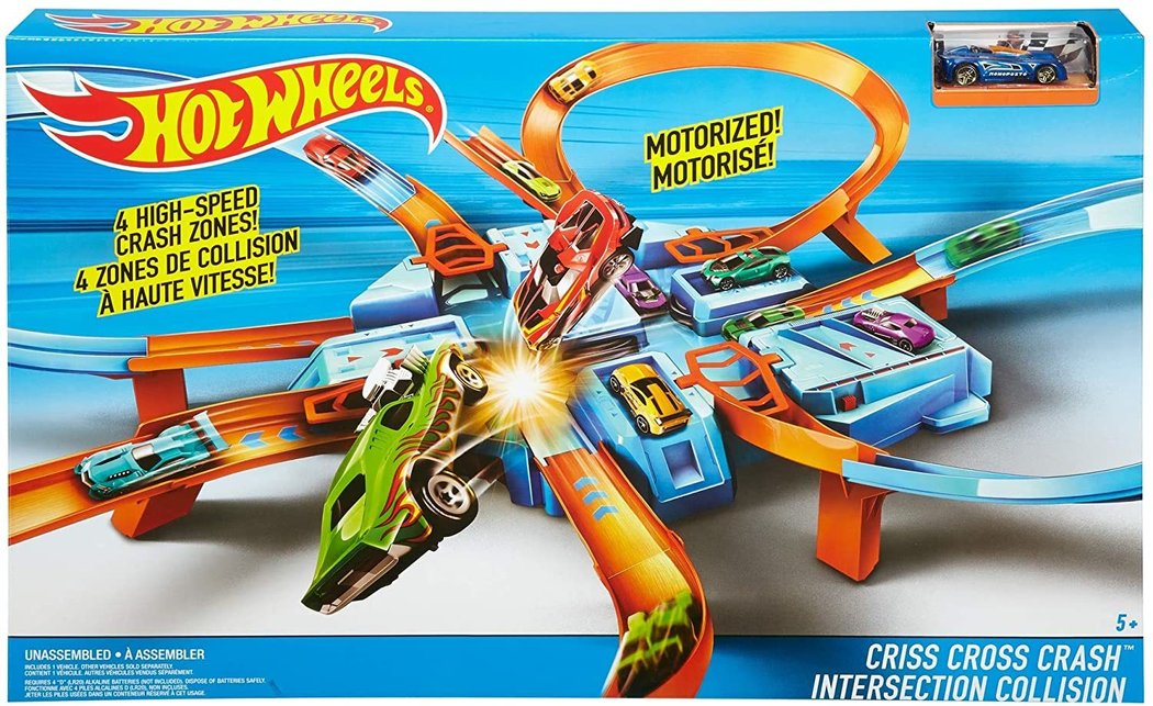 Hot Wheels Criss Cross Crash Motorized Track Set