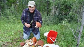 Jakub Huber žije v Kanadě 43 let, ale Čecha v době nezapře. Vášnivě rád houbaří, ale do lesa se vydá jen s puškou a dýkou...