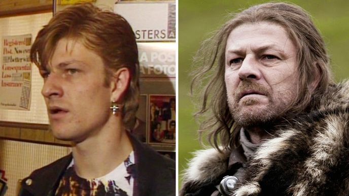 Sean Bean v roce 1984 a jako Ned Stark.