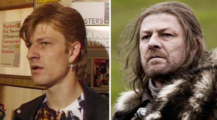 Sean Bean v roce 1984 a jako Ned Stark.