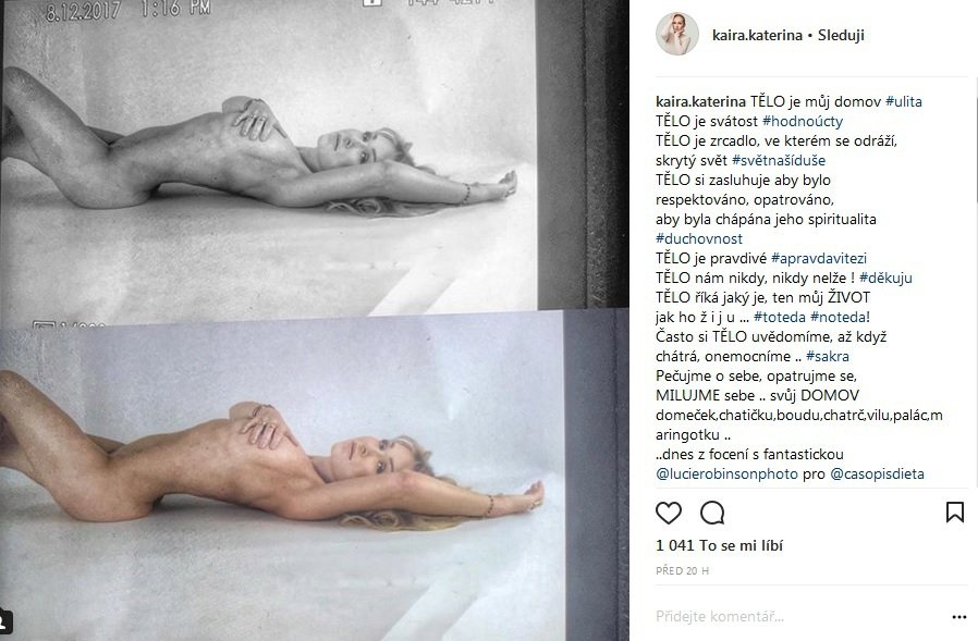 Kira se pochlubila ukázkou z nového focení na instagramu.