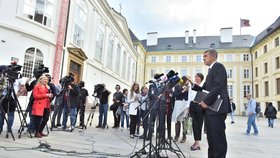 Vicepremiér Andrej Babiš (ANO) po schůzce na Hradě s prezidentem Milošem Zemanem