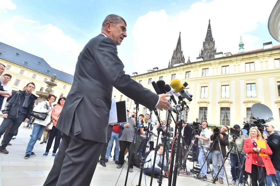 Vicepremiér Andrej Babiš (ANO) po schůzce na Hradě s prezidentem Milošem Zemanem