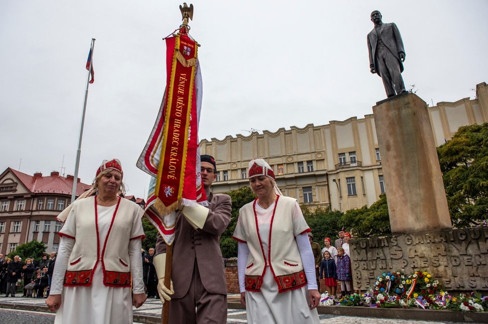 V Hradci Králové na Masarykově náměstí se konaly 28. října 2018 oslavy 100 let od založení republiky