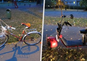 V Hradci Králové se na chodníku srazil moped a kolo: Motorové vozidlo řídil nezletilý (17)