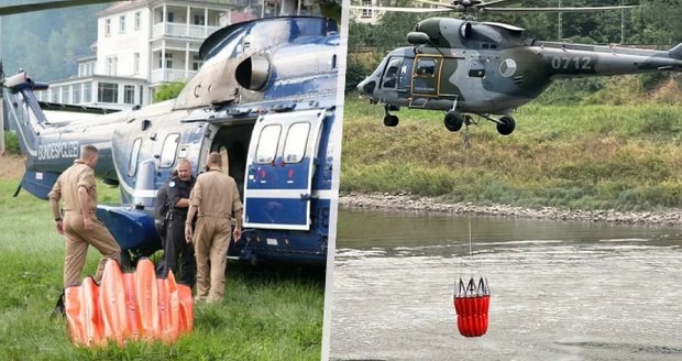 V Hřensku se hasičům utrhl z vrtulníku spásný bambi vak! Na pomoc přispěchali policejní potápěči