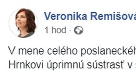 Soustrast s hrozivou ztrátou poslance Antona Hrnka vyjádřila i členka vlády