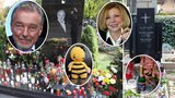 Dušičky na hrobech slavných: Haničko, tady máš šampíčko! A u Gotta přistál Vilík