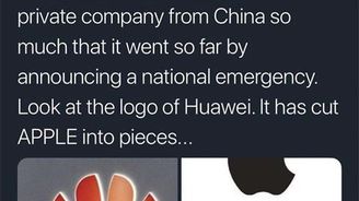 Čínský diplomat na Twitteru chválil Huawei a vysmíval se Applu. Udělal to z iPhonu