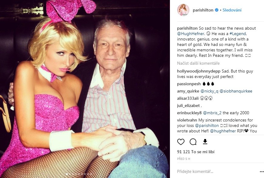 Celebrity se na sociálních sítích loučí s legendárním Hughem Hefnerem.