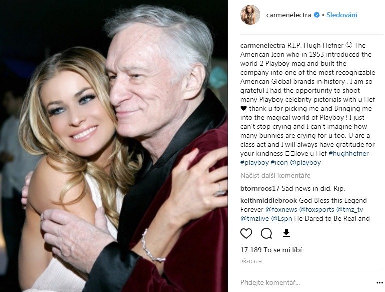 Celebrity se na sociálních sítích loučí s legendárním Hughem Hefnerem.