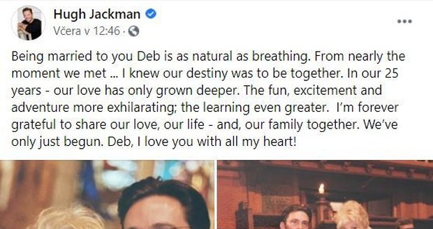 Hugh Jackman se před 25 lety oženil s Deborrou-Lee Furness