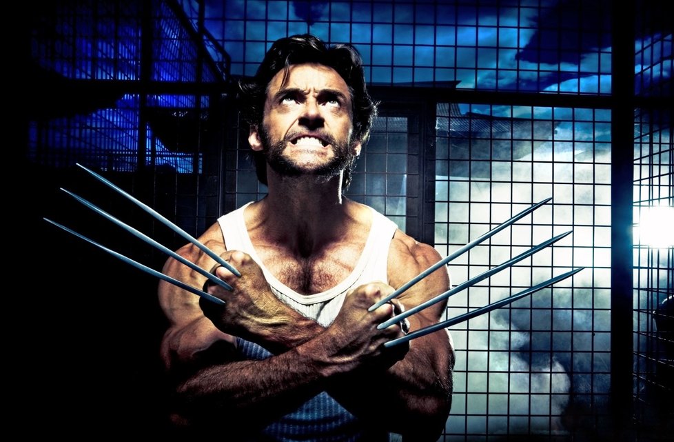 Hugh Jackman jako Wolverine ze série X-Men.