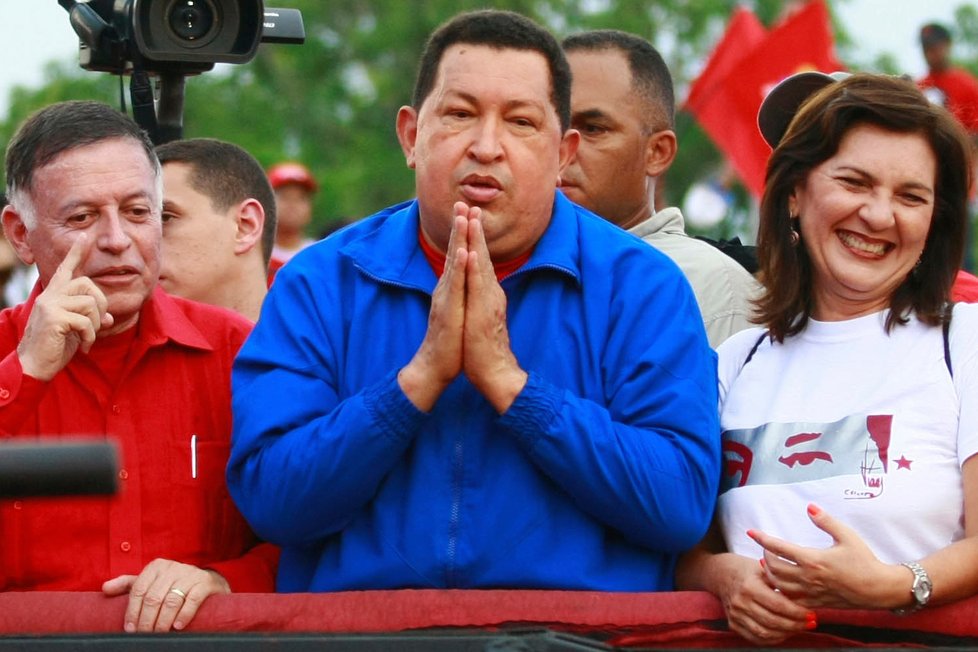 Prezident Chávez prosící o hlasy voličů