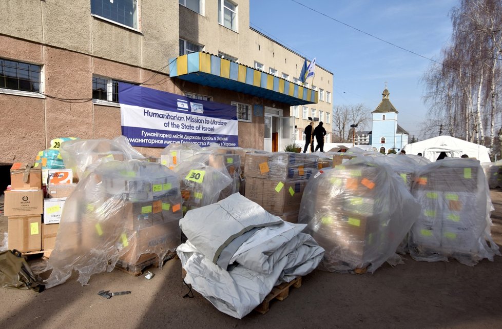 Humanitární pomoc od Izraele ve městě Mostyska na západě Ukrajiny (20. 3. 2022)