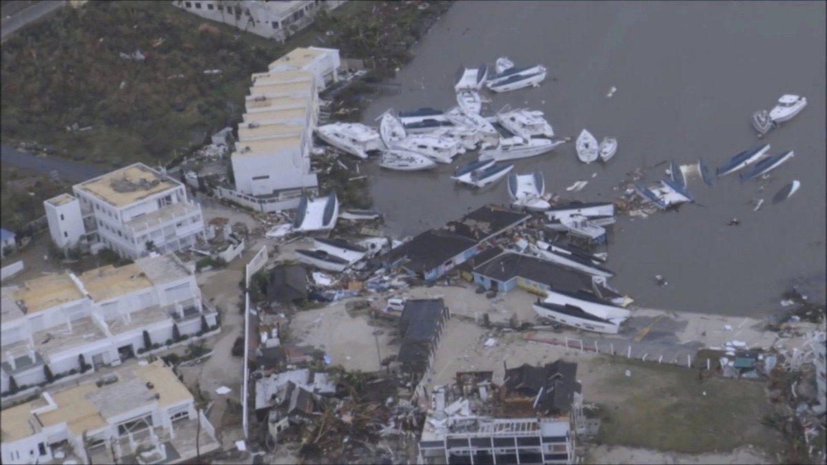 Řádění hurikánu Irma na ostrově St. Martin v Karibiku