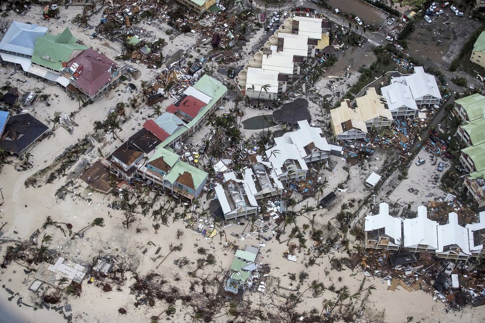 Řádění hurikánu Irma na ostrově St. Martin v Karibiku