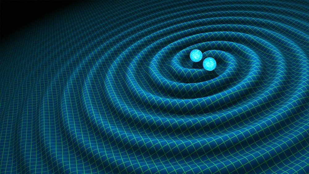 Gravitační vlny vytvářené dvěma hmotnými objekty