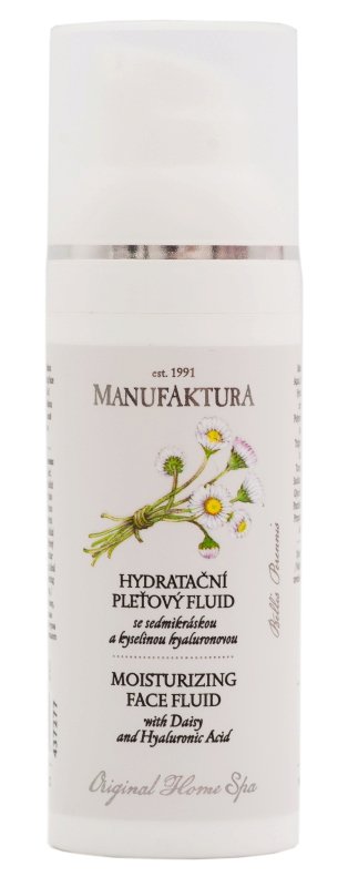 Hydratační pleťový fluid se sedmikráskou a kyselinou hyaluronovou, Manufaktura, 249 Kč (50 ml). Koupíte na www.manufaktura.cz