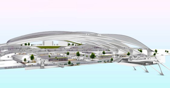Architekti představili nádraží budoucnosti pro superrychlý dopravní systém hyperloop