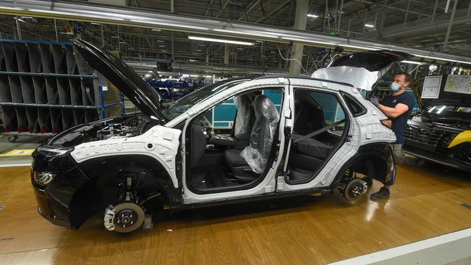 Výroba elektromobilu Hyundai Kona EV v Nošovicích.