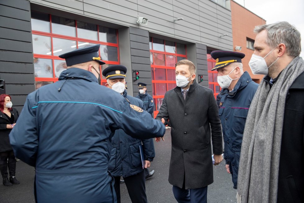 Slavnostní otevření nové hasičské stanice v Argentinské ulici v Praze 7. (18. ledna 2022)