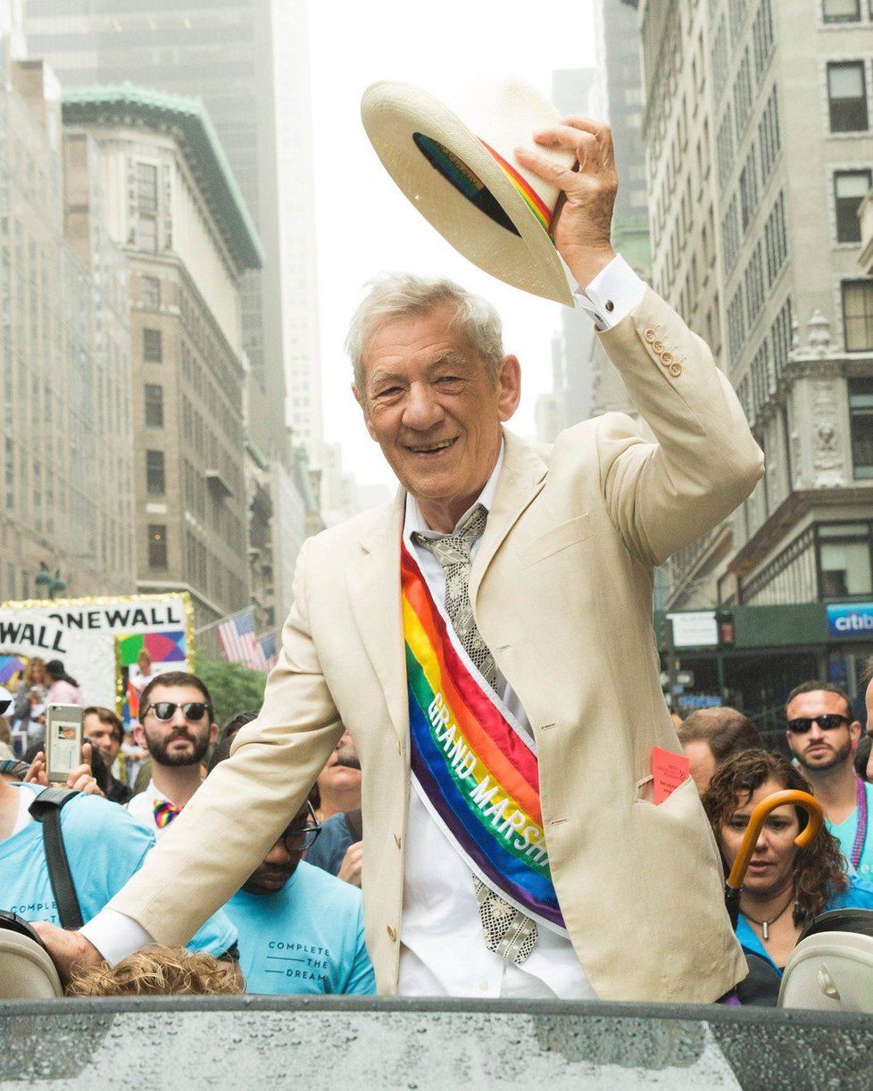 Ian McKellen na Gay Pride Parade v New Yorku