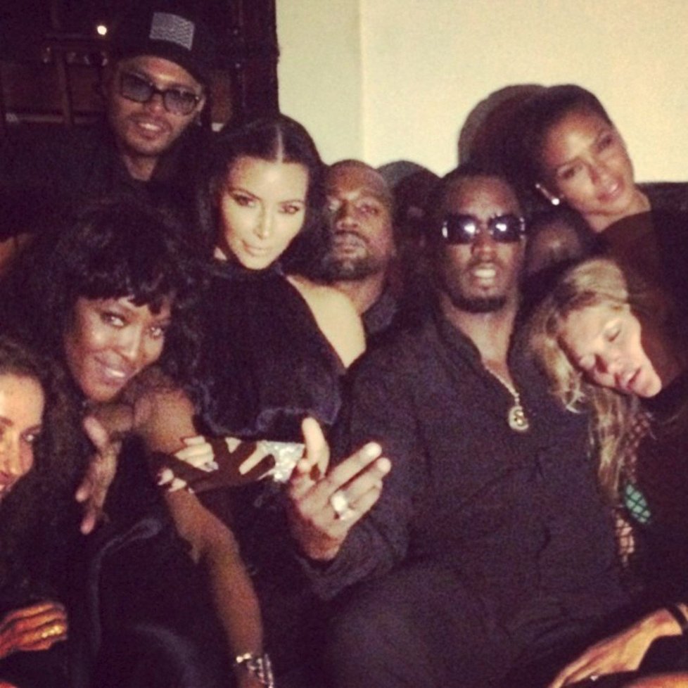 Naomi Campbell, Kim Kardashian, Kanye West a Kate Moss na divokém večírku