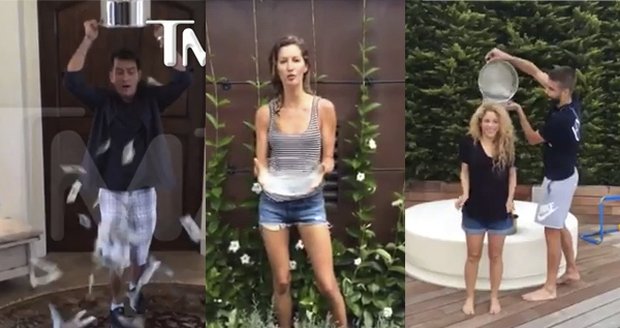 Další slavní přijali výzvu Ice Bucket - Charlie Sheen, Gisele Bundchen a Shakira s Piquem