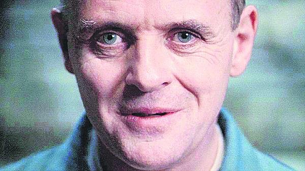 1991 Anthony Hopkins coby kanibal Hannibal Lecter v Mlčení jehňátek.