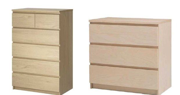 Dva ze šesti modelů nábytku, které se IKEA rozhodla stáhnout.