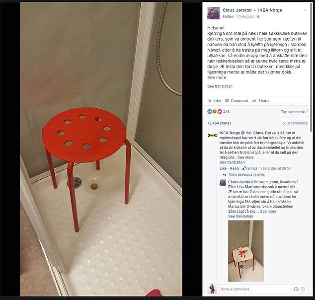 Claus zveřejnil příběh o židličce ve sprše a jeho bizarním zranění na Facebooku.